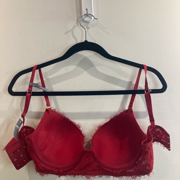 AERIE Sz 34C Padded Deep Plunge Adjustable Straps and Back J-Hook Lace Bra NEW - Picture 7 of 8